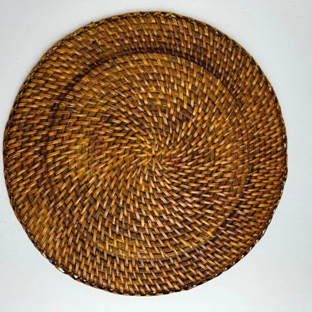 Boho Round Rattan Wicker Charger 12.5